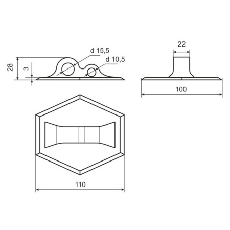 Крепление бокового леера шестиугольное (Светло-Серое)