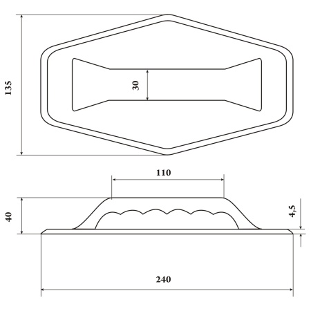 Ручка лодочная шестиугольная (Светло-Серая)