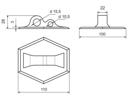 Крепление бокового леера шестиугольный (Черный)